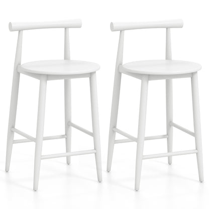 Counter Height Bar Chair Set with Acacia Wood Frame and Supporting Legs, White Bar Stools White  at Gallery Canada