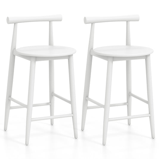 Counter Height Bar Chair Set with Acacia Wood Frame and Supporting Legs, White - Gallery Canada