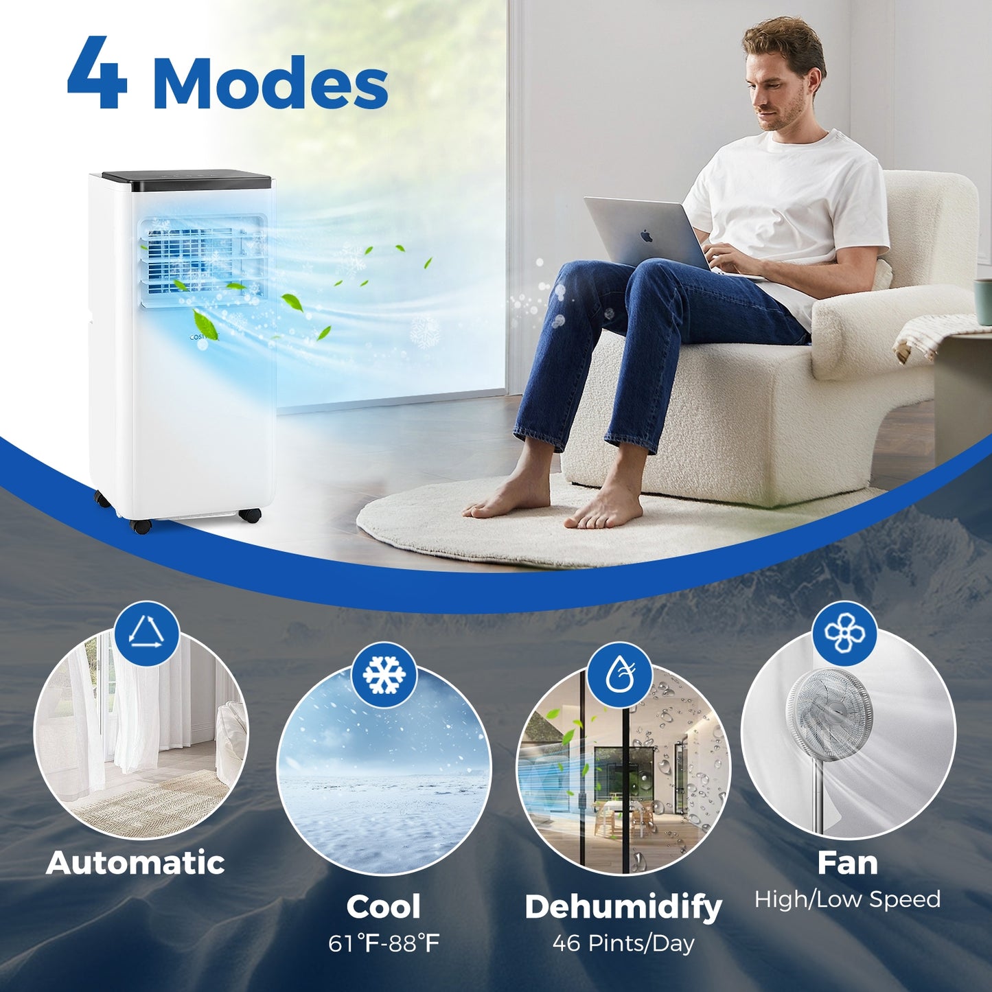 8000/10000 BTU Portable Air Conditioner with Remote Control Cools up to 250/350 Sq.Ft-10000 BTU, White Portable Air Conditioners   at Gallery Canada