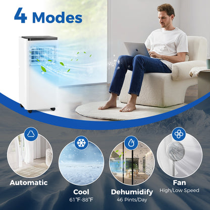 8000/10000 BTU Portable Air Conditioner with Remote Control Cools up to 250/350 Sq.Ft-10000 BTU, White Portable Air Conditioners   at Gallery Canada