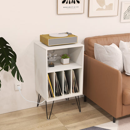 Record Player Stand with Charging Station for Living Room Bedroom, White End & Side Tables   at Gallery Canada