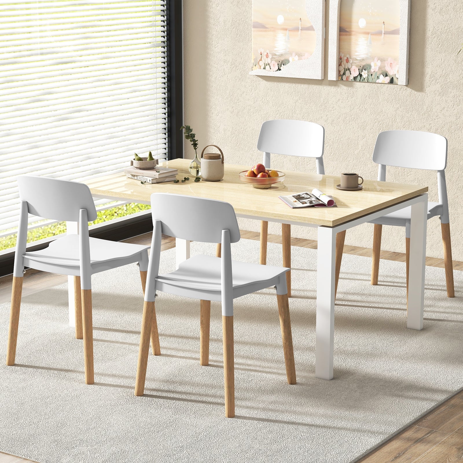 Modern Dining Side Chairs Set of 4 with Ergonomic Backrest for Dining Room, White Dining Chairs   at Gallery Canada