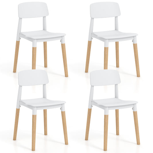 Modern Dining Side Chairs Set of 4 with Ergonomic Backrest for Dining Room, White - Gallery Canada