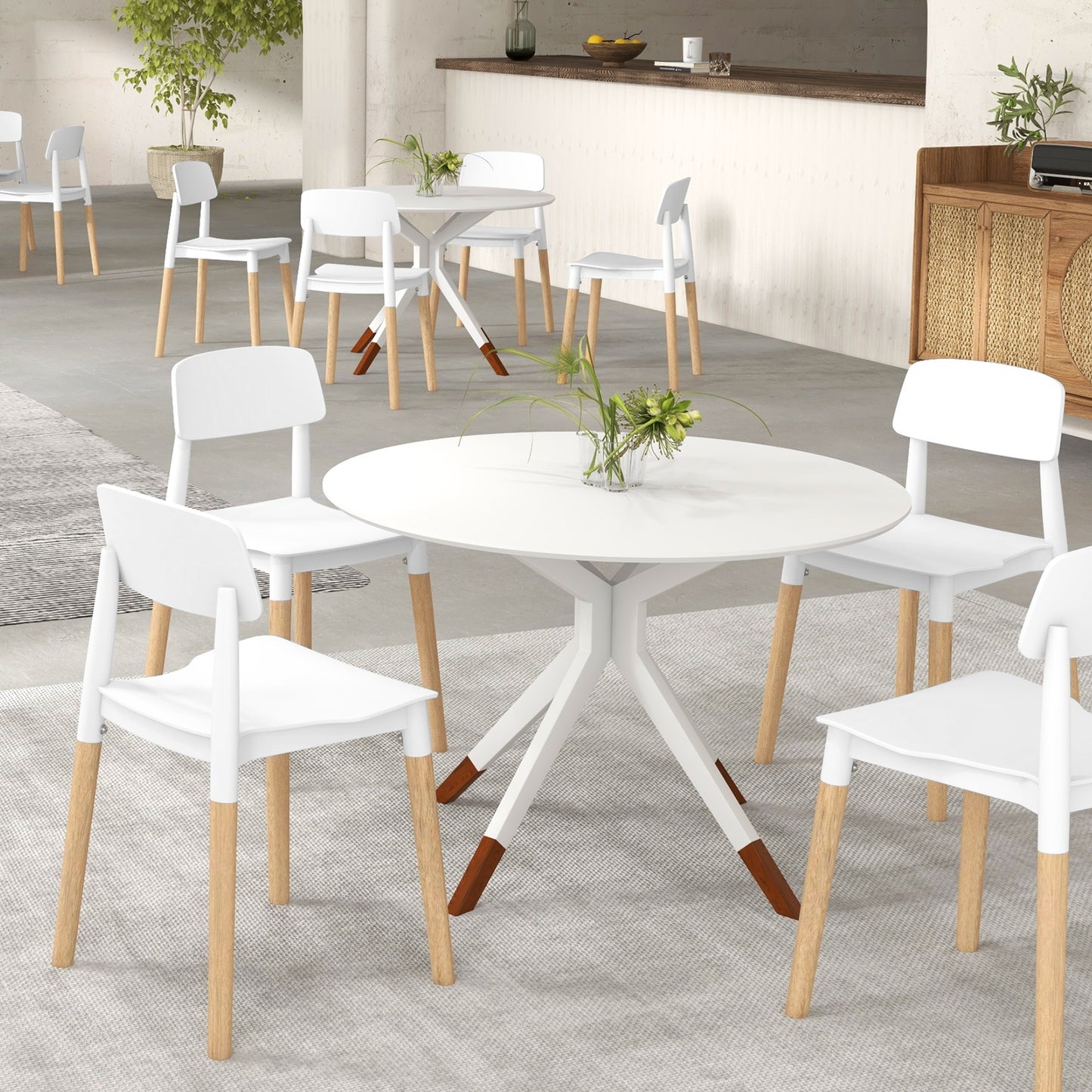 Modern Dining Side Chairs Set of 4 with Ergonomic Backrest for Dining Room, White Dining Chairs   at Gallery Canada