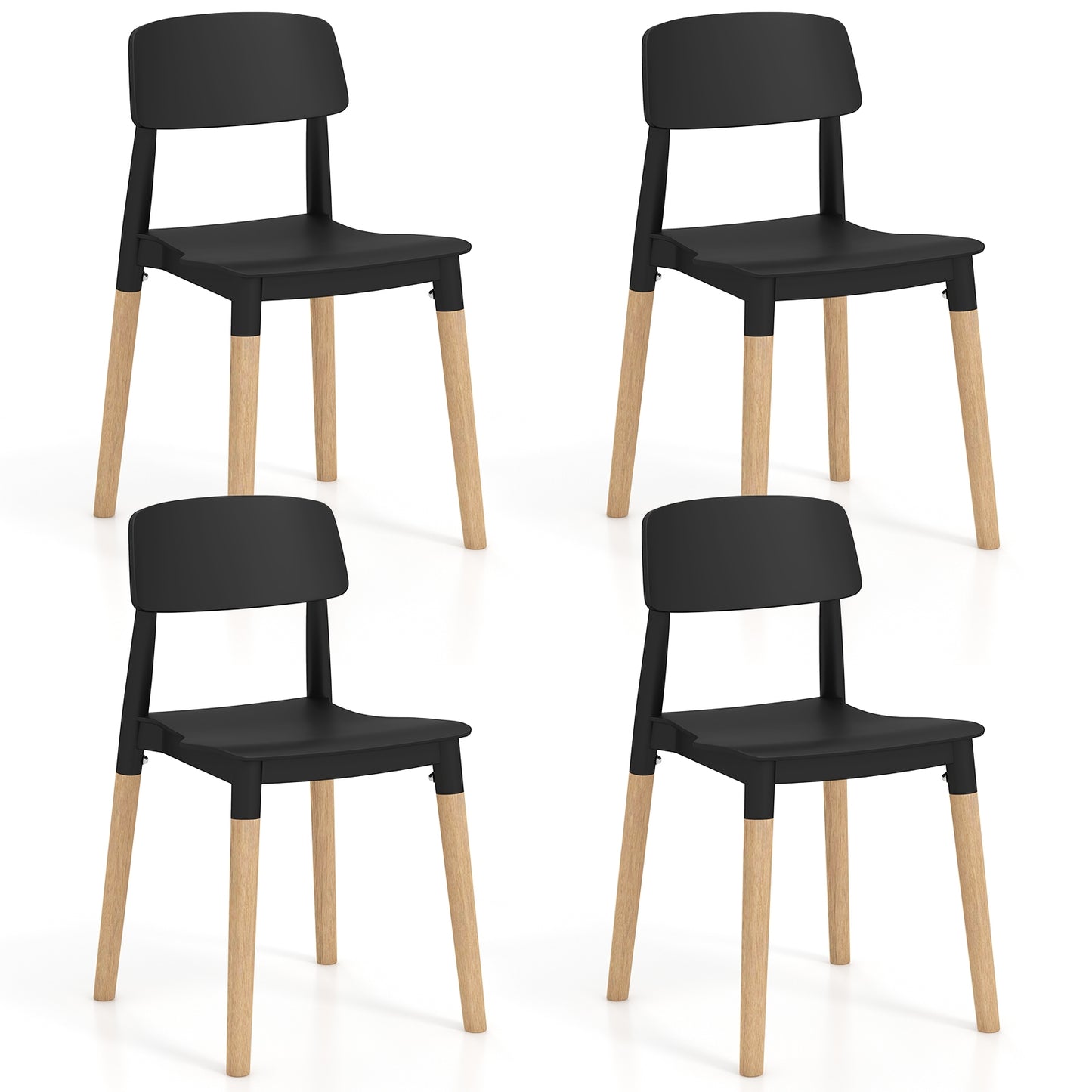 Modern Dining Side Chairs Set of 4 with Ergonomic Backrest for Dining Room, Black Dining Chairs Black  at Gallery Canada