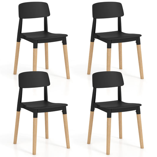 Modern Dining Side Chairs Set of 4 with Ergonomic Backrest for Dining Room, Black - Gallery Canada