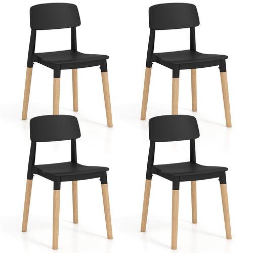 Modern Dining Side Chairs Set of 4 with Ergonomic Backrest for Dining Room, Black