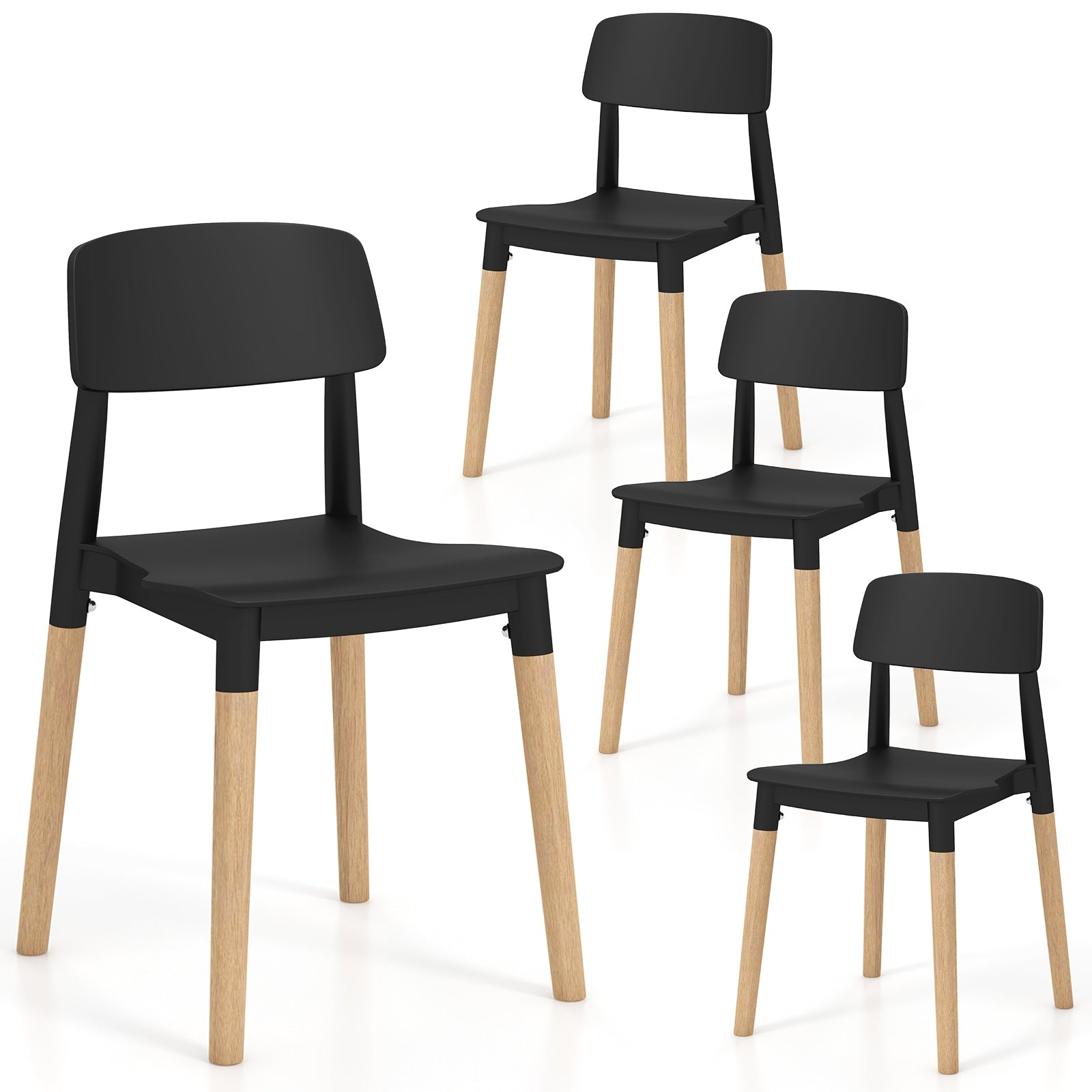 Modern Dining Side Chairs Set of 4 with Ergonomic Backrest for Dining Room, Black Dining Chairs   at Gallery Canada