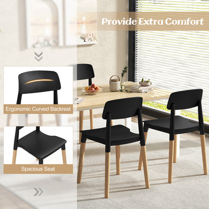 Modern Dining Side Chairs Set of 4 with Ergonomic Backrest for Dining Room, Black Dining Chairs   at Gallery Canada