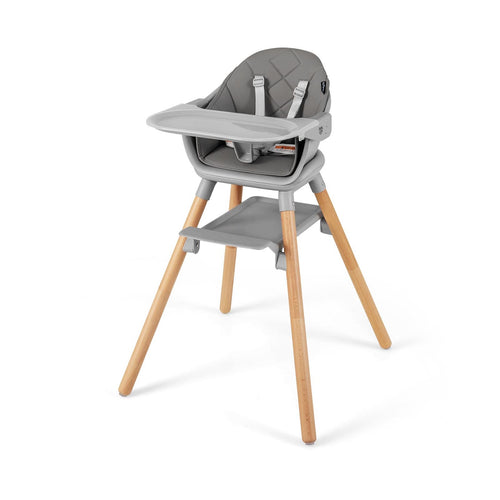 6 in 1 Convertible Highchair with Safety Harness and Removable Tray, Gray