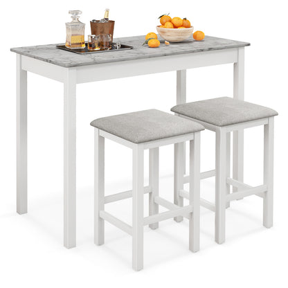 3-Piece Bar Table Set Dining Table and 2 Bar Stools, White Dining Room Sets White  at Gallery Canada