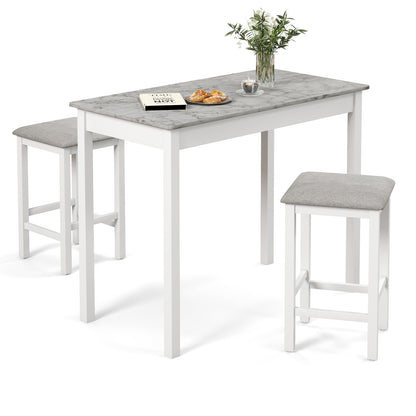 3-Piece Bar Table Set Dining Table and 2 Bar Stools, White Dining Room Sets   at Gallery Canada