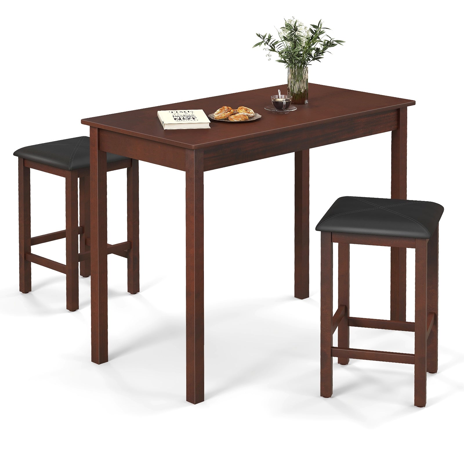 Pub Counter-Height Dining Table and 2 Upholstered Bar Stools, Brown Dining Room Sets   at Gallery Canada