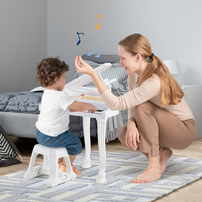 37 Keys Kids Piano Keyboard with Stool and Piano Lid, White Pianos & Keyboards   at Gallery Canada