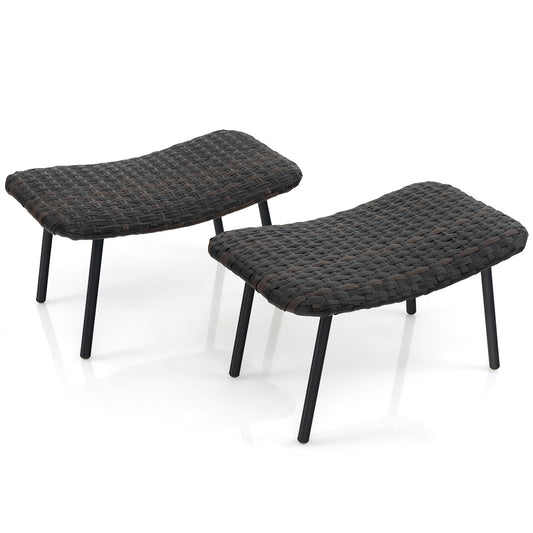 All Weather Outdoor Ottomans Set Patio Footrest Seats Set with Sturdy Metal Legs, Brown Ottomans Brown  at Gallery Canada