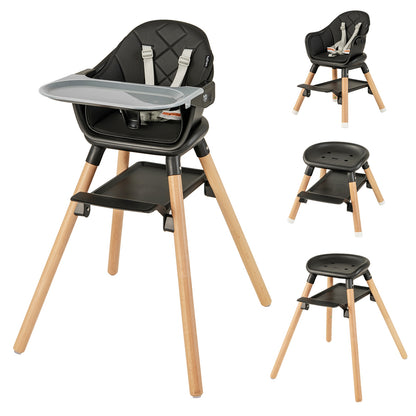 6 in 1 Convertible Highchair with Safety Harness and Removable Tray, Black High Chairs   at Gallery Canada