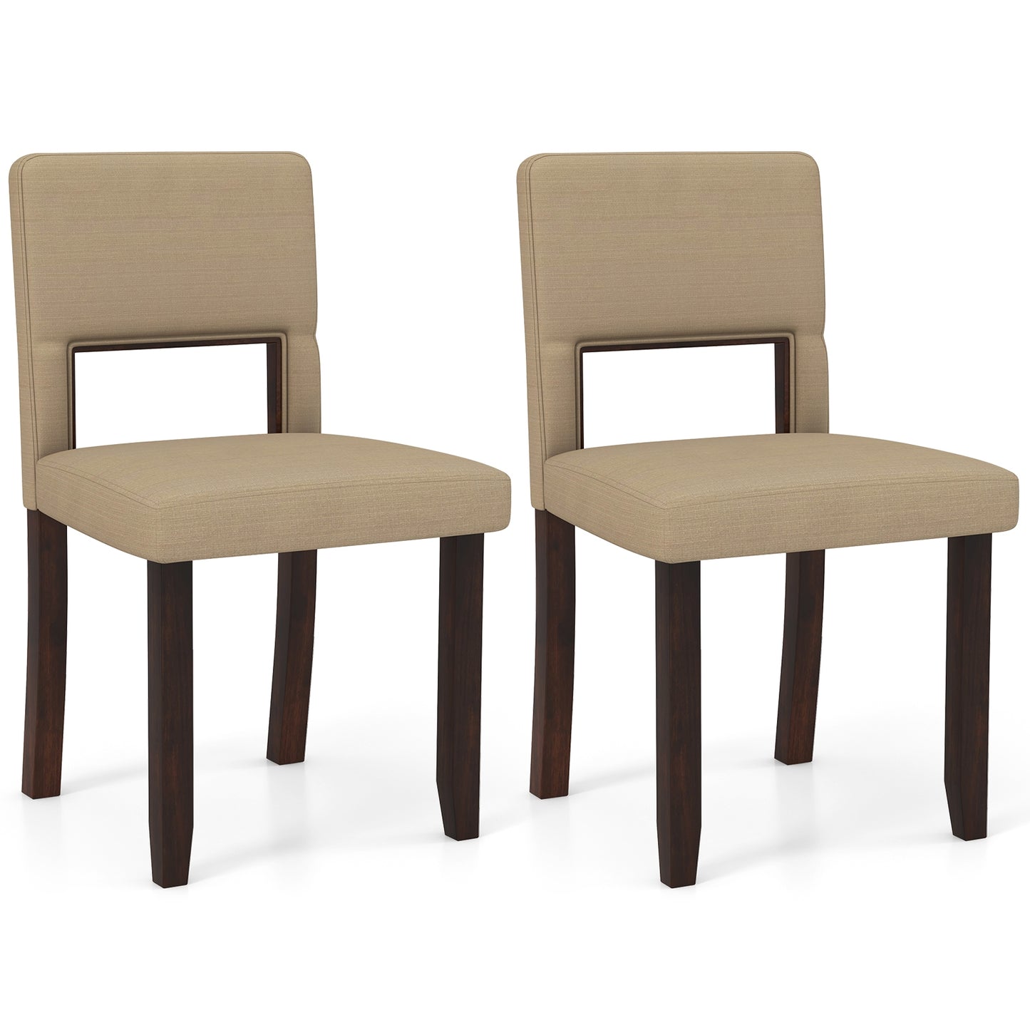 Set of 2 Wooden Dining Chair with Acacia Wood Frame Padded Seat and Back, Beige Dining Chairs Beige  at Gallery Canada