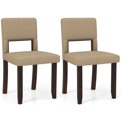 Set of 2 Wooden Dining Chair with Acacia Wood Frame Padded Seat and Back, Beige Dining Chairs Beige  at Gallery Canada