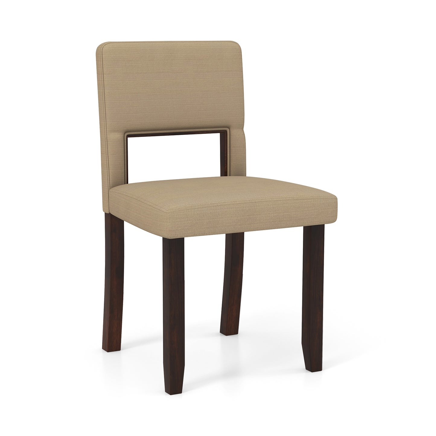 Set of 2 Wooden Dining Chair with Acacia Wood Frame Padded Seat and Back, Beige Dining Chairs   at Gallery Canada