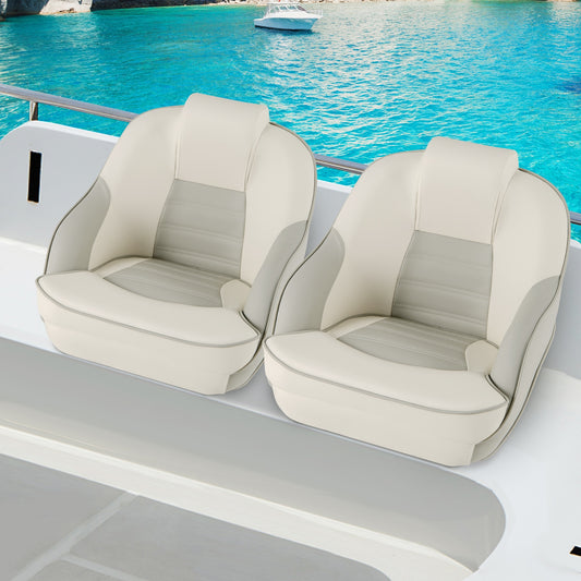 Captain Bucket Seat with Waterproof PVC Leather for Boat Sightseeing, White - Gallery Canada