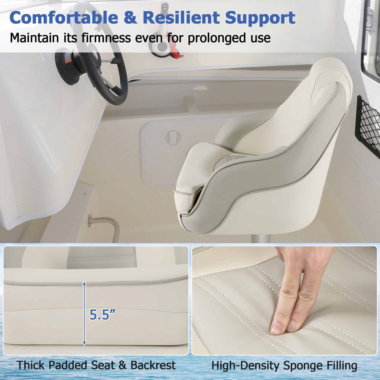 Captain Bucket Seat with Waterproof PVC Leather for Boat Sightseeing, White Water Sports   at Gallery Canada