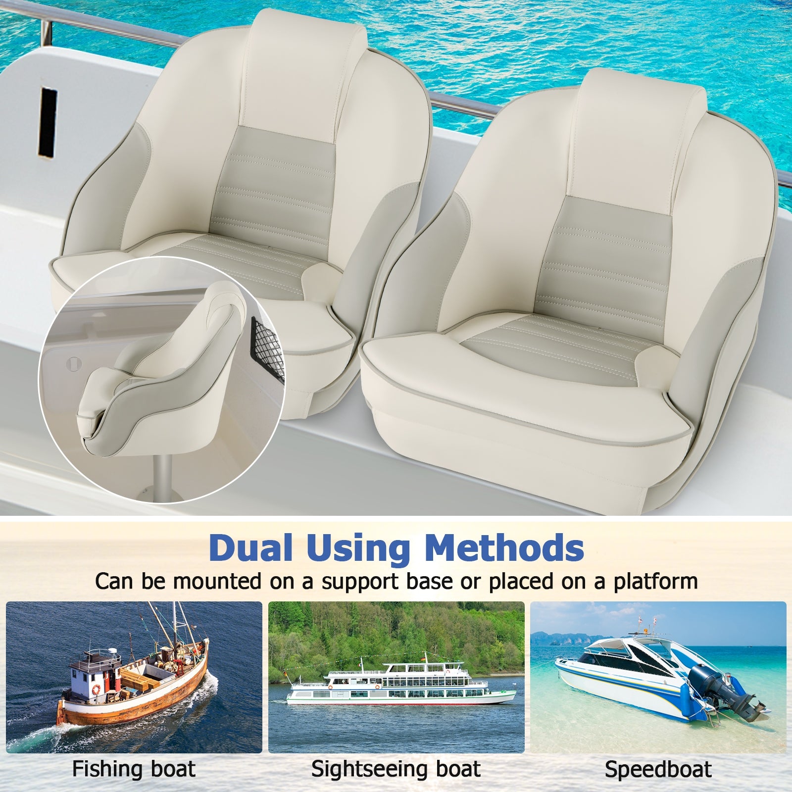 Captain Bucket Seat with Waterproof PVC Leather for Boat Sightseeing, White Water Sports   at Gallery Canada