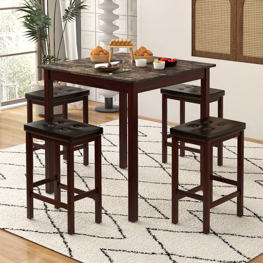 5-Piece Bar Table Set Counter-Height Dining Table and 4 Bar Stools, Brown - Gallery Canada