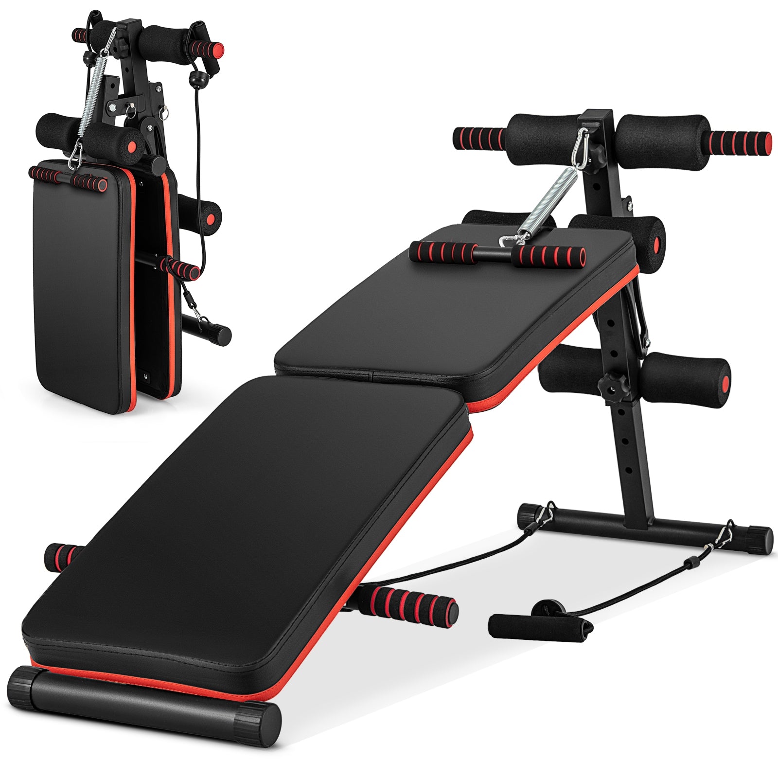 Multifunctional Sit up Bench 4 Position Adjustable Metal Workout Bench, Black Benches Racks & Bars Black  at Gallery Canada