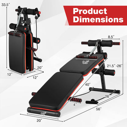 Multifunctional Sit up Bench 4 Position Adjustable Metal Workout Bench, Black Benches Racks & Bars   at Gallery Canada