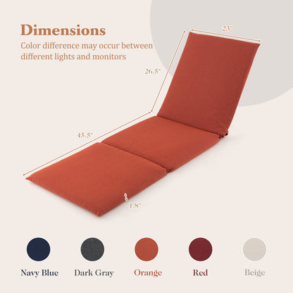 Outdoor Chaise Lounge Cushion Patio Furniture Folding Pad with Fixing Straps, Orange Outdoor Furniture Accessories   at Gallery Canada