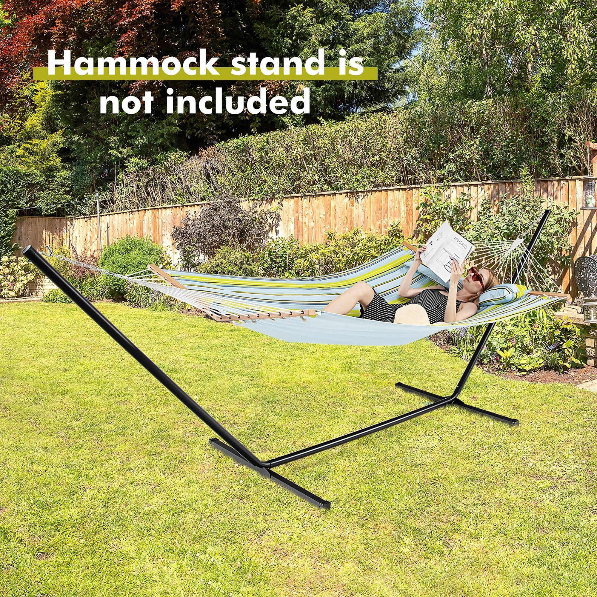 Patio Hammock Foldable Portable Swing Chair Bed with Detachable Pillow, Light Blue Hammocks   at Gallery Canada