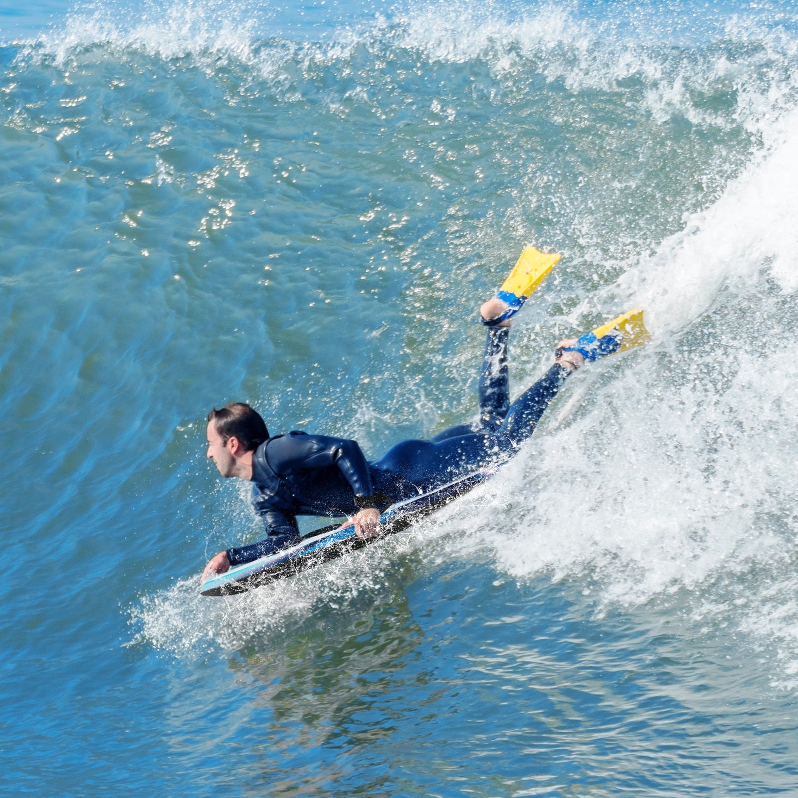 33/37/41 Inches Lightweight Body Board Boogie Board with EPS Core XPE Deck HDPE Bottom-S, Blue Surfing   at Gallery Canada