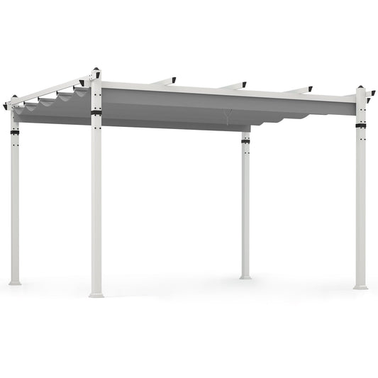 Outdoor Pergola with Retractable Canopy and Aluminum Frame, Gray - Gallery Canada