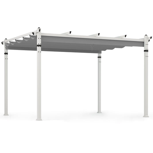 Outdoor Pergola with Retractable Canopy and Aluminum Frame, Gray Gazebos Gray  at Gallery Canada