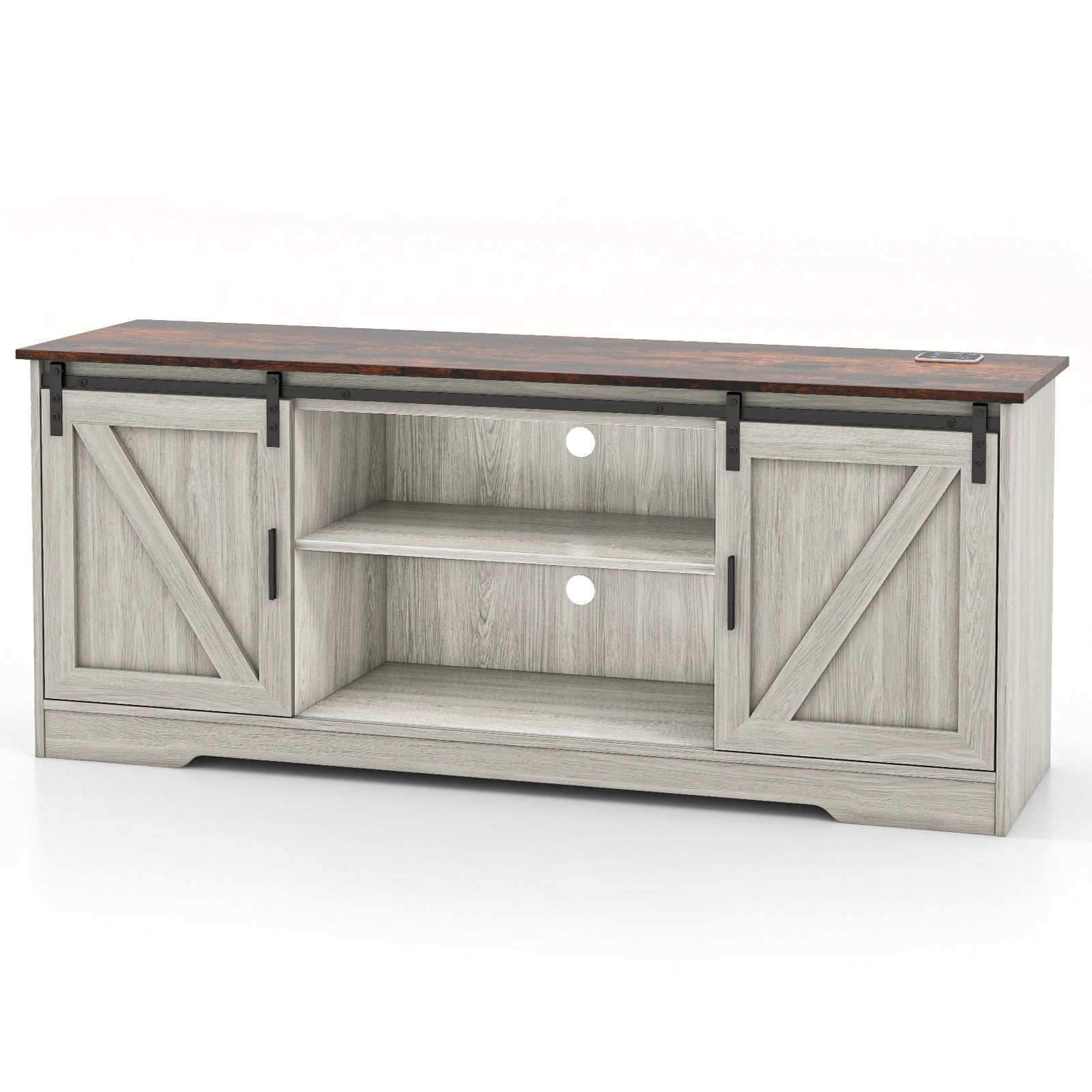 TV Stand for 65 Inch TVs Media Console Table for Living Room, Gray Entertainment Centers & TV Stands Gray  at Gallery Canada