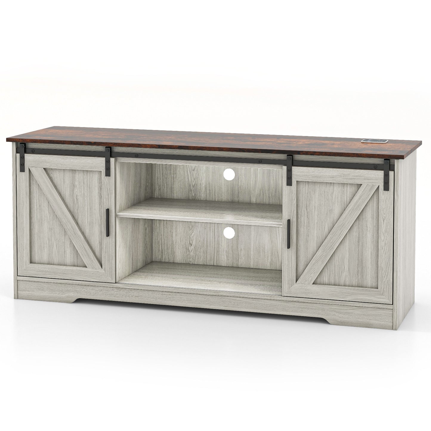 TV Stand for 65 Inch TVs Media Console Table for Living Room, Gray Entertainment Centers & TV Stands Gray  at Gallery Canada