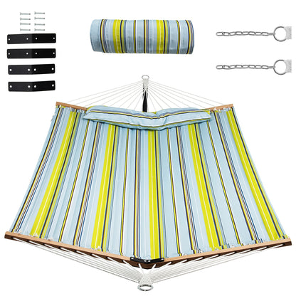 Patio Hammock Foldable Portable Swing Chair Bed with Detachable Pillow, Light Blue Hammocks   at Gallery Canada