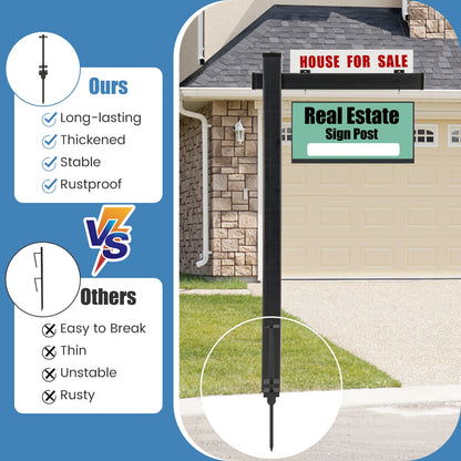 6 Feet Vinyl UPVC Real Estate Sign Post Realtor Yard Sign Post, Black Outdoor Decor   at Gallery Canada