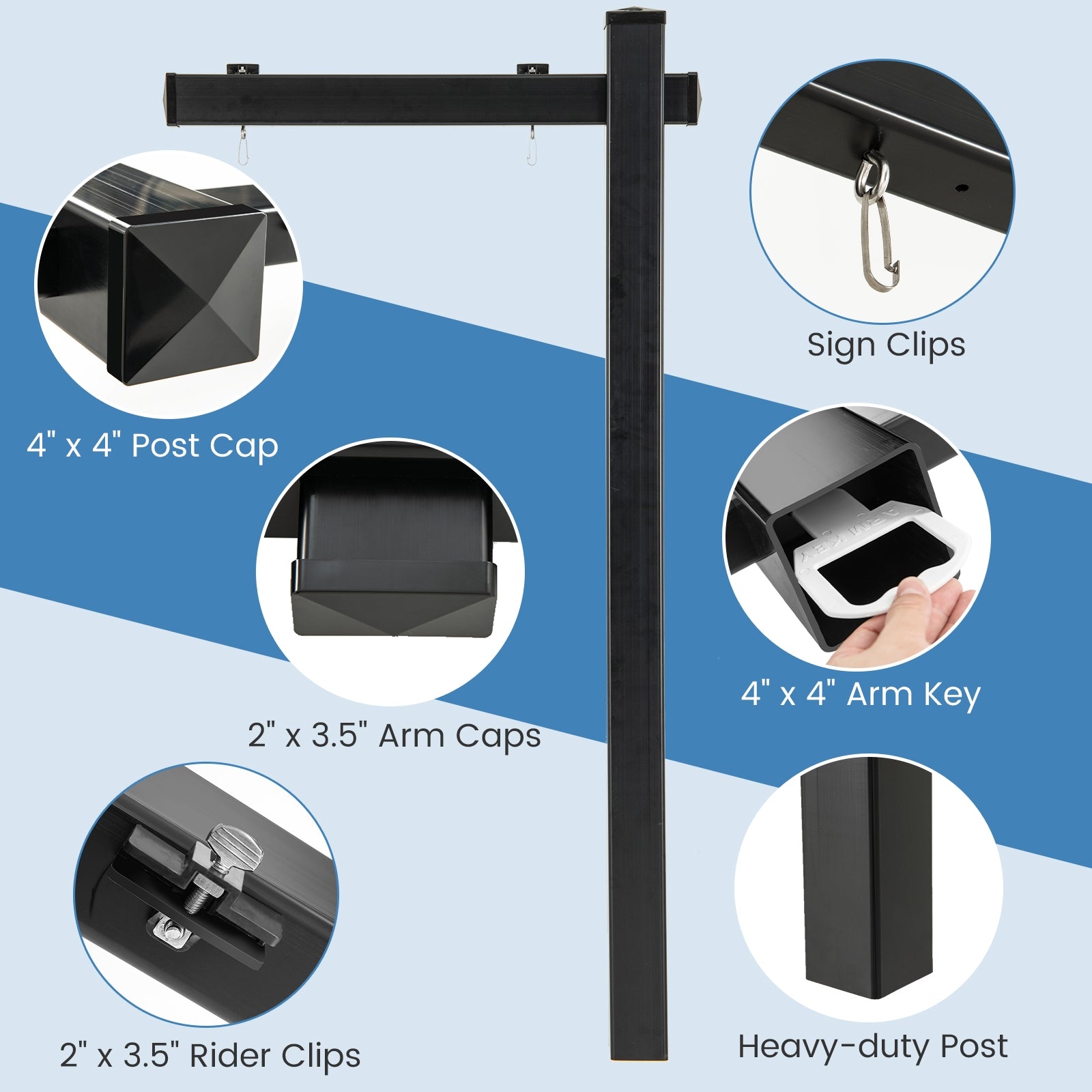 6 Feet Vinyl UPVC Real Estate Sign Post Realtor Yard Sign Post, Black Outdoor Decor   at Gallery Canada