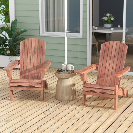 Folding Adirondack Chair Set of 2 with High Backrest and Wide Armrests, Brown Adirondack Chairs Brown  at Gallery Canada