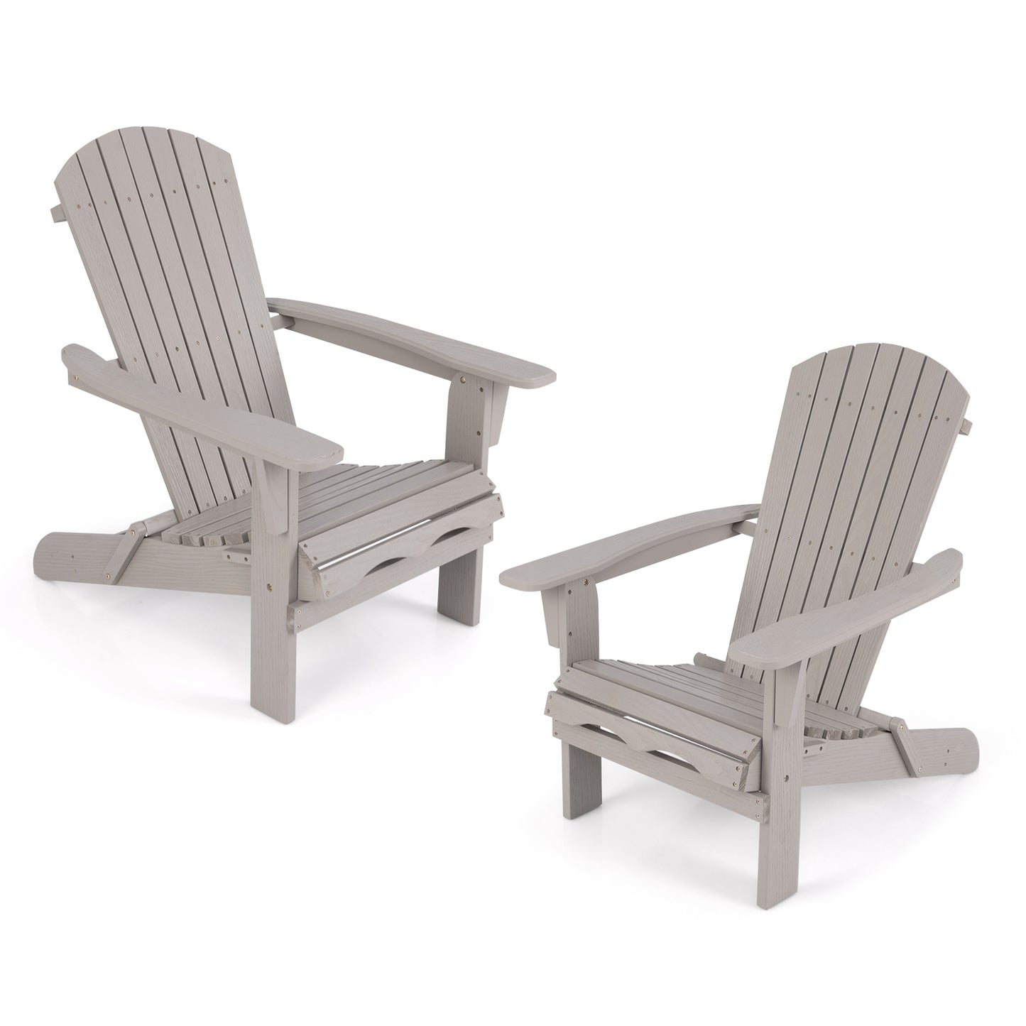 Folding Adirondack Chair Set of 2 with High Backrest and Wide Armrests, Gray Adirondack Chairs Gray  at Gallery Canada