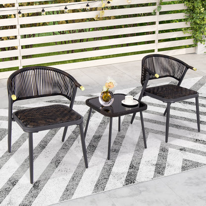 3 Pieces Patio Rattan Furniture Set for Backyard Poolside-Brown and Black, Brown Patio Conversation Sets   at Gallery Canada