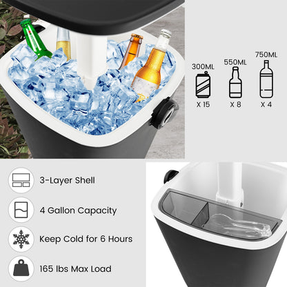 3-in-1 Portable Cooler Bar Table with Bottle Opener and Lift Top Lid for Camping Poolside, Black Coolers   at Gallery Canada