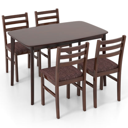 Vintage Wooden Dining Table Set for 4 with Padded Seat and Curved Backrest Dining Room Sets Options  at Gallery Canada