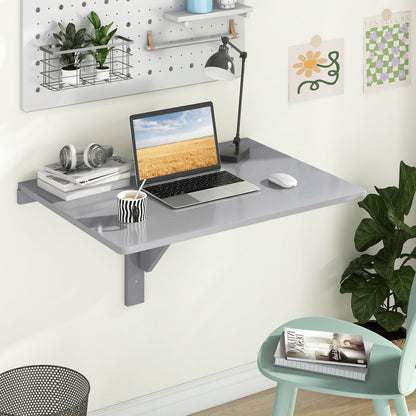 31.5 x 23.5 Inch Wall Mounted Folding Table for Small Spaces, Gray Laptop Tables & Printer Stands   at Gallery Canada