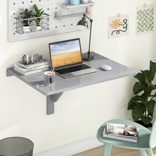 31.5 x 23.5 Inch Wall Mounted Folding Table for Small Spaces, Gray - Gallery Canada
