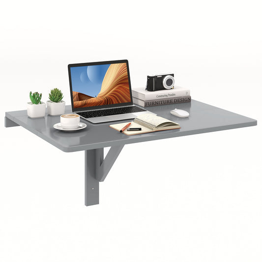 31.5 x 23.5 Inch Wall Mounted Folding Table for Small Spaces, Gray Laptop Tables & Printer Stands Gray  at Gallery Canada