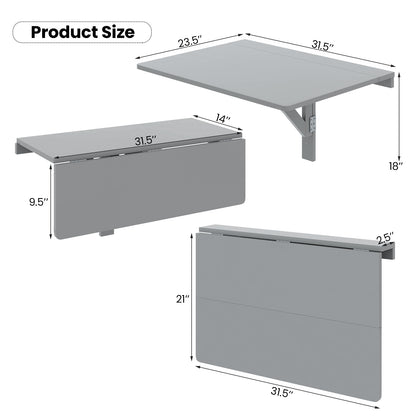 31.5 x 23.5 Inch Wall Mounted Folding Table for Small Spaces, Gray Laptop Tables & Printer Stands   at Gallery Canada