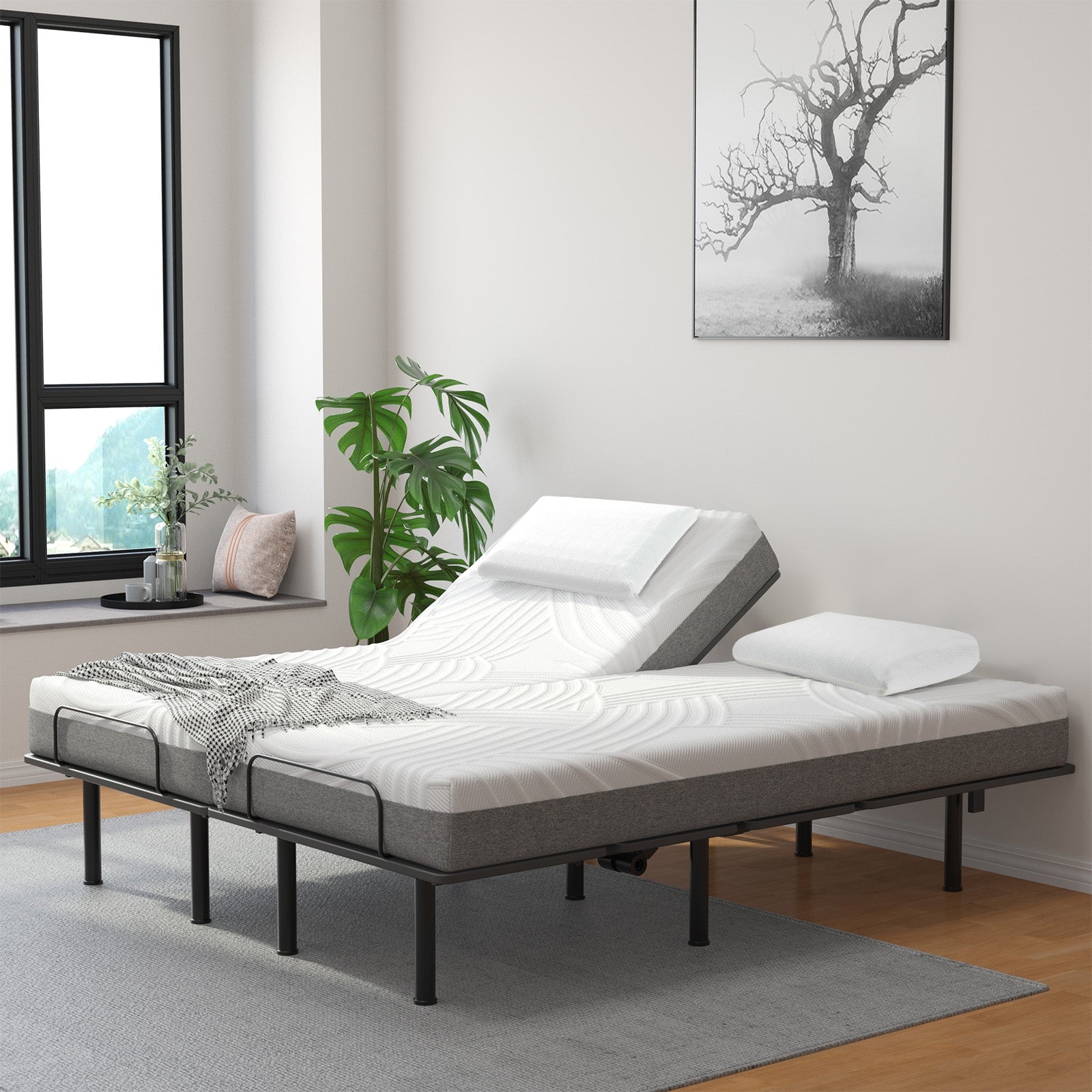 2 Pieces Bamboo Charcoal Memory Foam Pillow for Pain Relief Sleeping, White Bedding at Gallery Canada