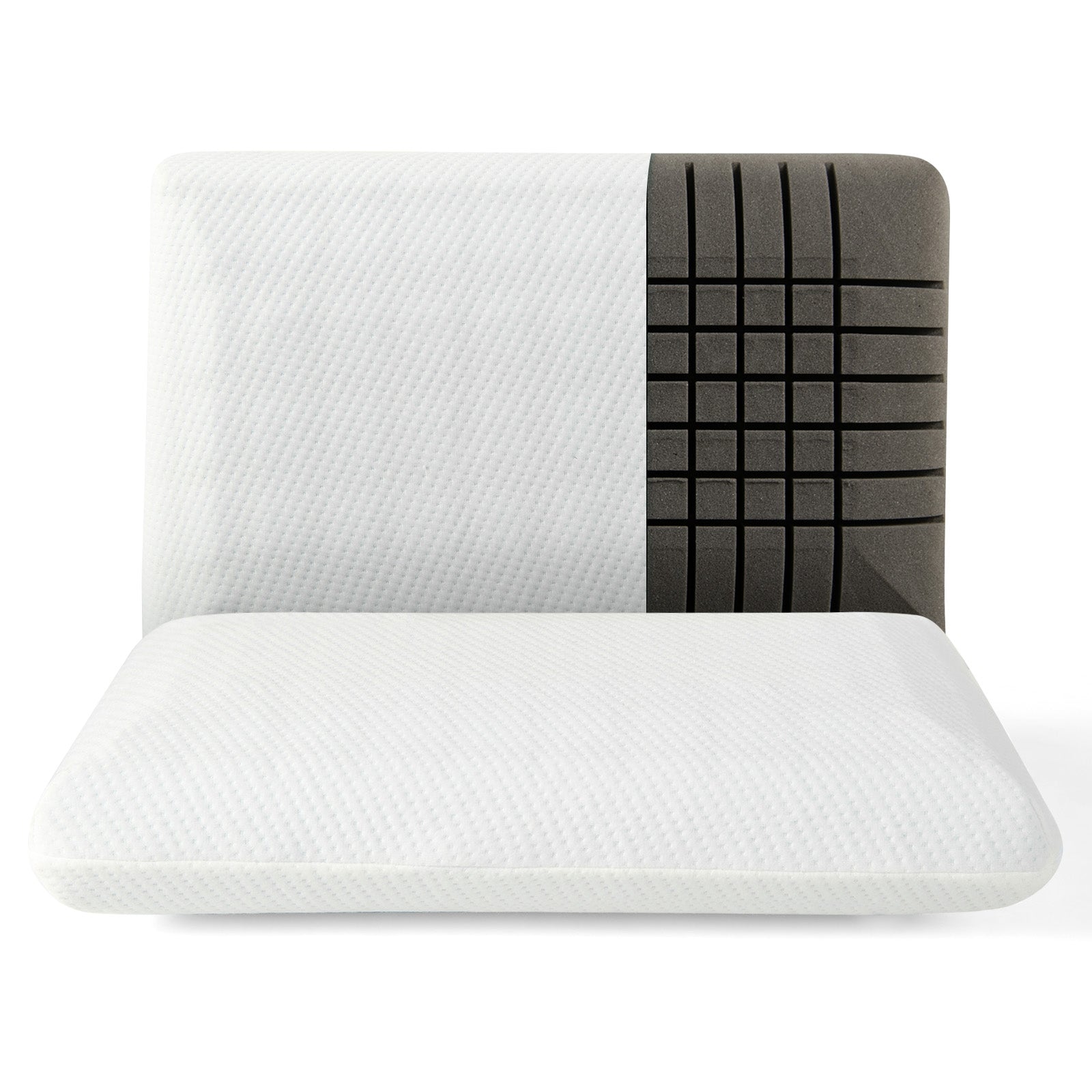 2 Pieces Bamboo Charcoal Memory Foam Pillow for Pain Relief Sleeping, White Bedding at Gallery Canada